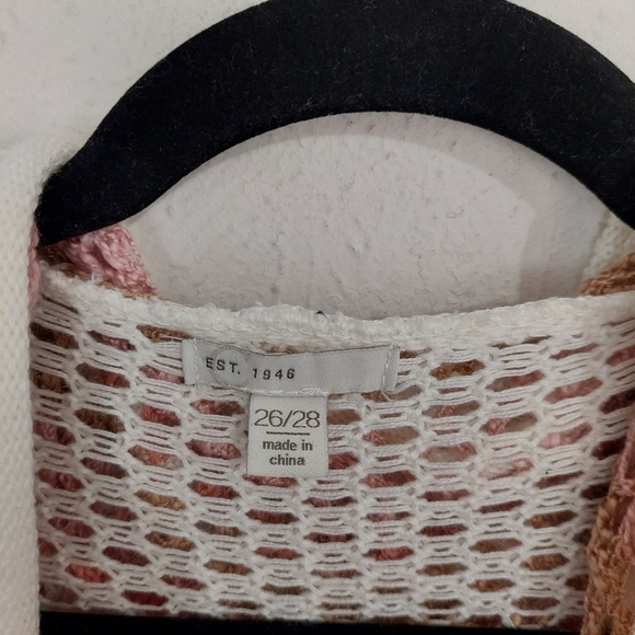 C Est 1946 Spring Awake Rose Mauve White Hooded Crochet Open Knit Cardigan 26/28 - Picture 5 of 9